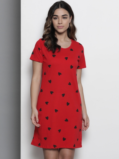 

Marks & Spencer Women Red & Black Printed Nightdress