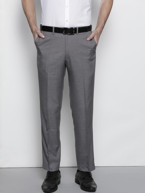 

Marks & Spencer Men Grey Tailored Regular Fit Striped Formal Trousers
