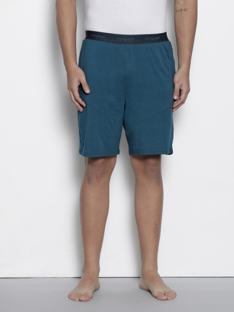 

Marks & Spencer Men Teal Blue Solid Lounge Shorts