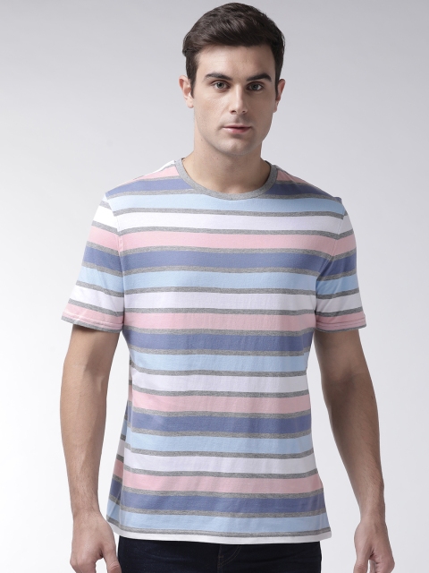 

Marks & Spencer Men Blue & White Striped Round Neck T-shirt