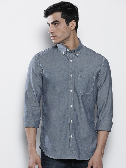 

Marks & Spencer Men Blue Regular Fit Solid Casual Chambray Shirt