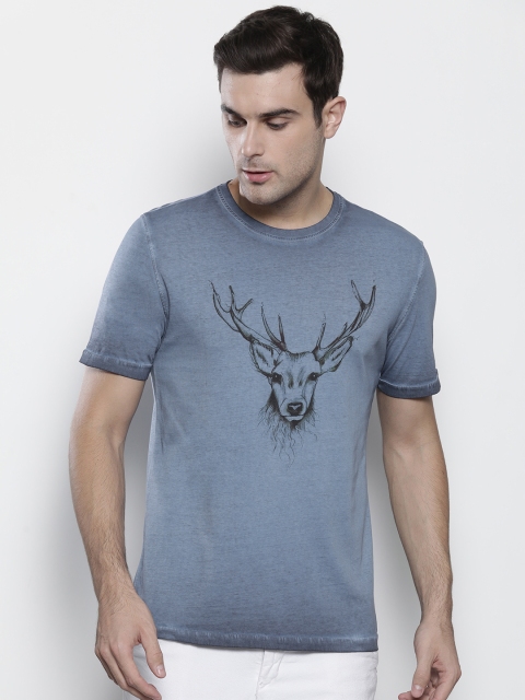 

Marks & Spencer Men Blue Printed Round Neck T-shirt