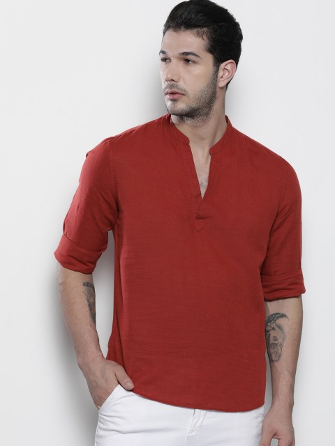 

Marks & Spencer Men Rust Red Solid Casual Shirt