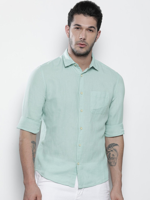 

Marks & Spencer Men Blue Regular Fit Solid Casual Shirt
