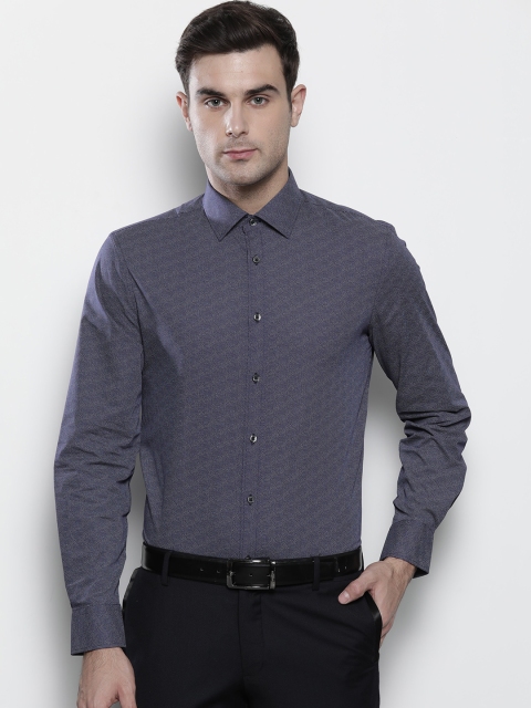 

Marks & Spencer Men Navy Blue & White Tailored Fit Printed Formal Shirt