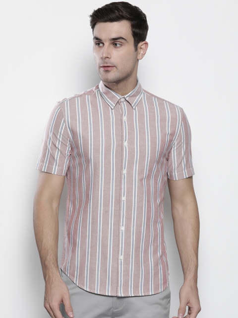 

Marks & Spencer Men Red & White Regular Fit Striped Casual Shirt