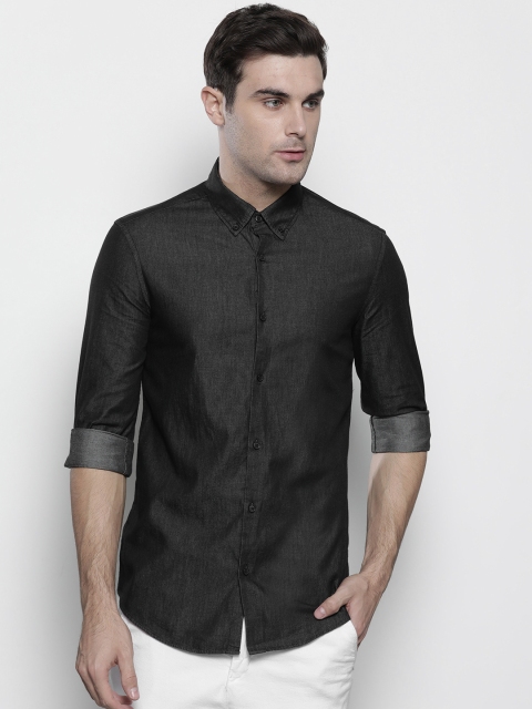 

Marks & Spencer Men Charcoal Grey Slim Fit Solid Casual Shirt