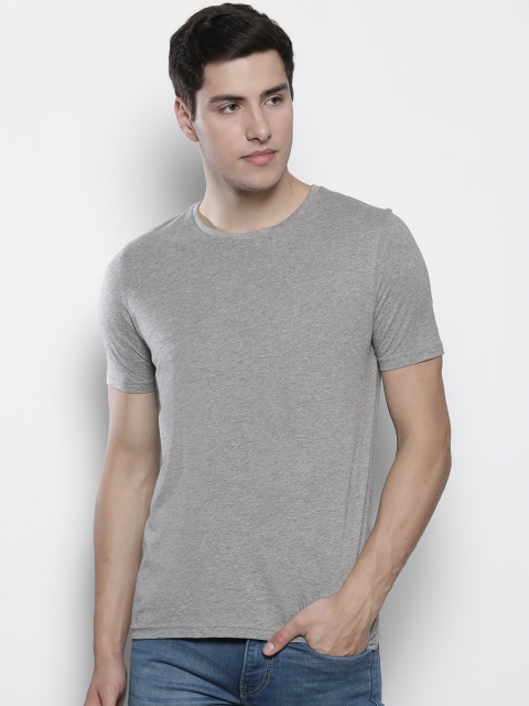 

Marks Spencer Men Grey Melange Solid Round Neck Pure Cotton T-shirt