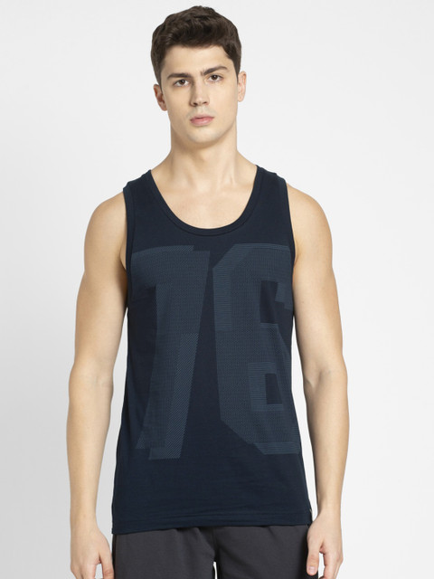 

Jockey Men Navy Blue Printed Tank Top 9928-0105-NAVY