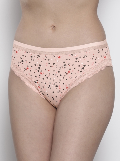 

Marks & Spencer Women Peach-Coloured & Black Printed Basic Brief T611002P