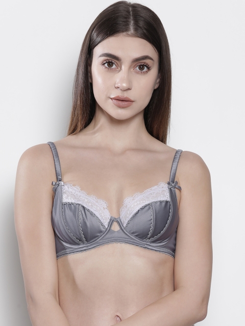 

Marks & Spencer Grey Satin Finish Underwired Non Padded Balconette Bra T817721N