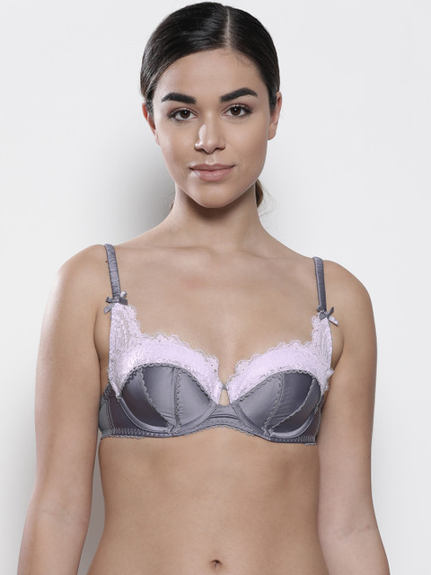 

Marks & Spencer Grey Solid Underwired Heavily Padded Balconette Bra T817721