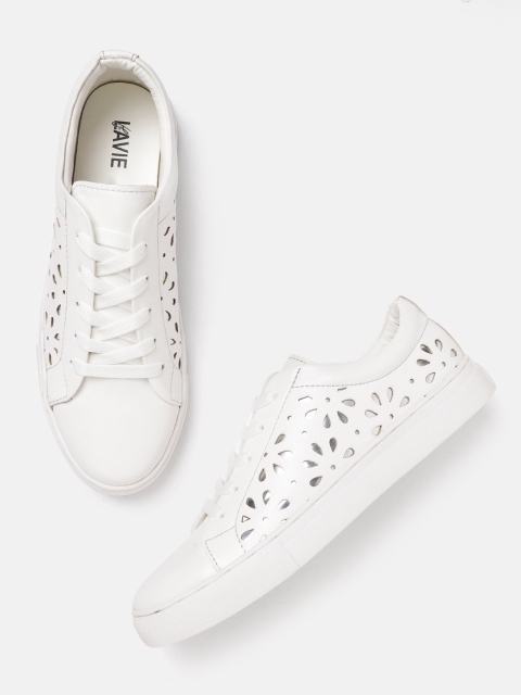 

Lavie Women White Laser Cut Sneakers