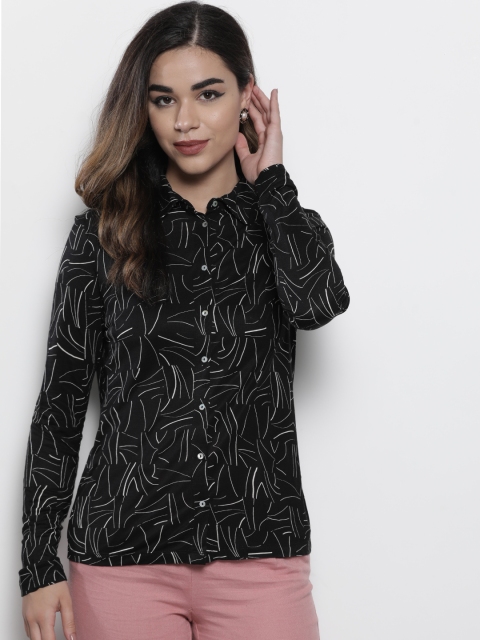 

Marks & Spencer Women Black & White Knitted Printed Casual Shirt