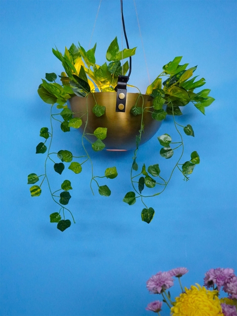

Fos Lighting Gold-Toned & Green Planter Bowl Pendant Lamp