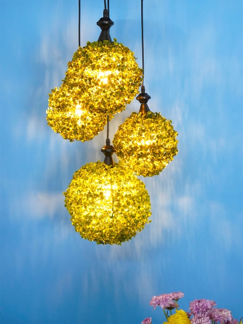 

Fos Lighting Green & Black Faux Grass Topiary 4 Ball Pendant Lights
