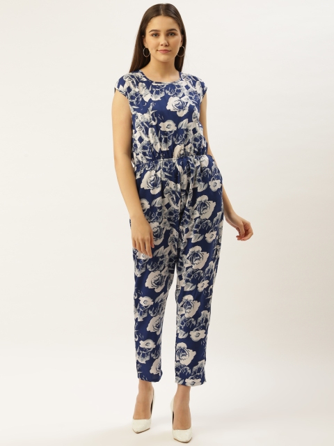 

Darzi Women Blue & White Printed Basic Jumpsuit