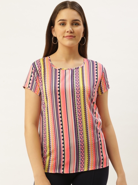

Darzi Women Pink & Navy Blue Printed Top