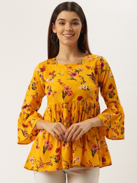 

Darzi Women Yellow & Pink Printed Empire Top