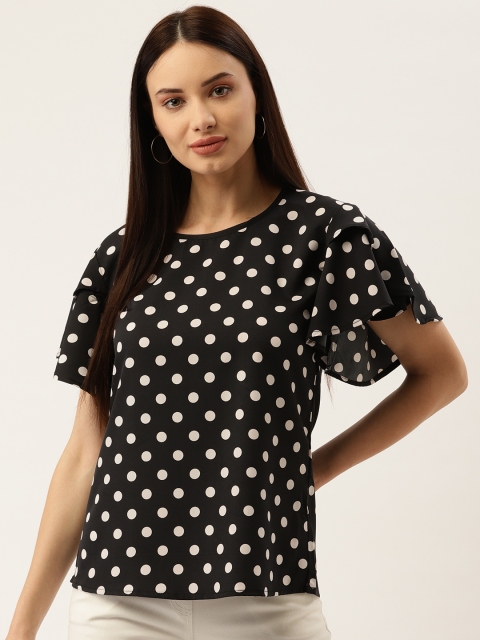 

Darzi Women Black & White Polka Dots Printed Top