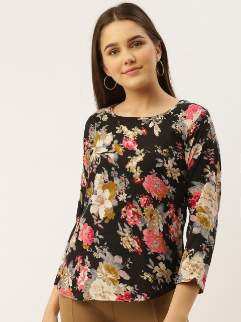 

Darzi Women Black & Pink Printed Regular Top