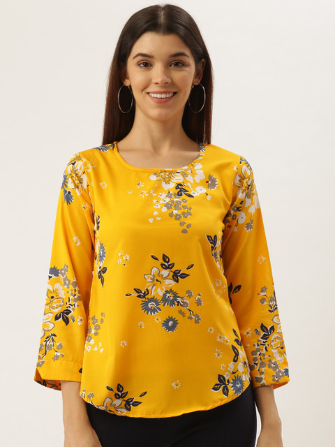 

Darzi Women Mustard Yellow & Black Printed Top
