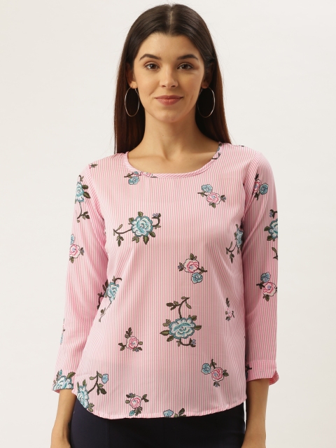

Darzi Women Pink & Blue Printed Regular Top