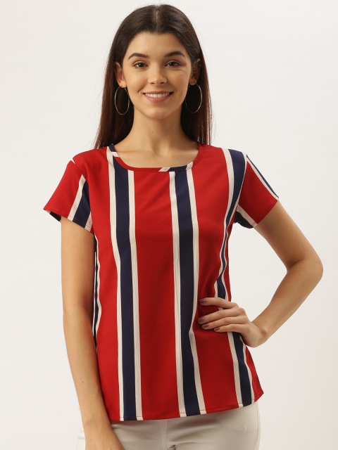 

Darzi Women Red & Navy Striped Top
