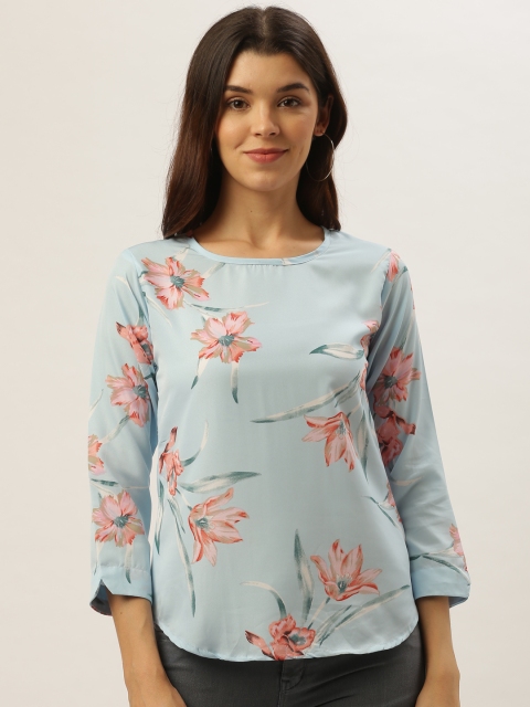 

Darzi Women Blue & Pink Floral Print Top