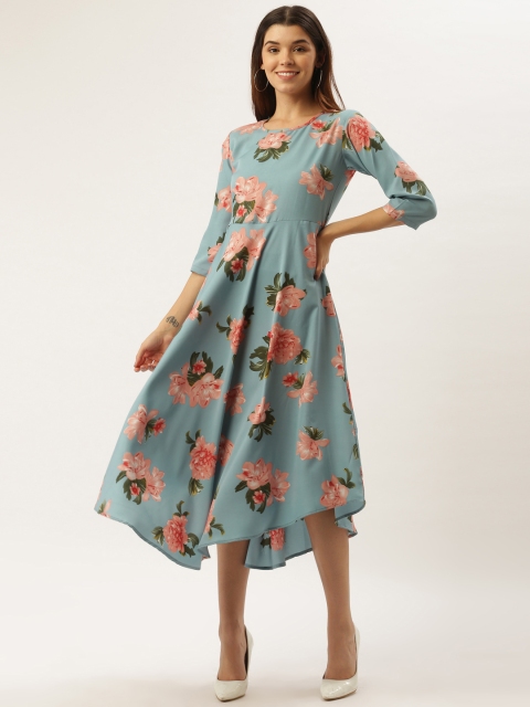 

Darzi Women Blue & Pink Floral Print A-Line Dress