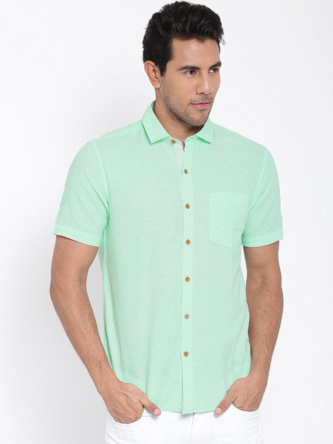 

John Players Mint Green Trim Fit Casual Shirt