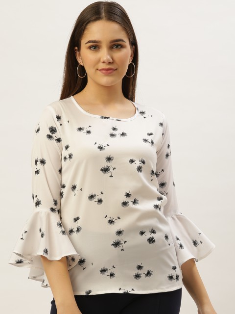 

Darzi Women White & Black Floral Print Top