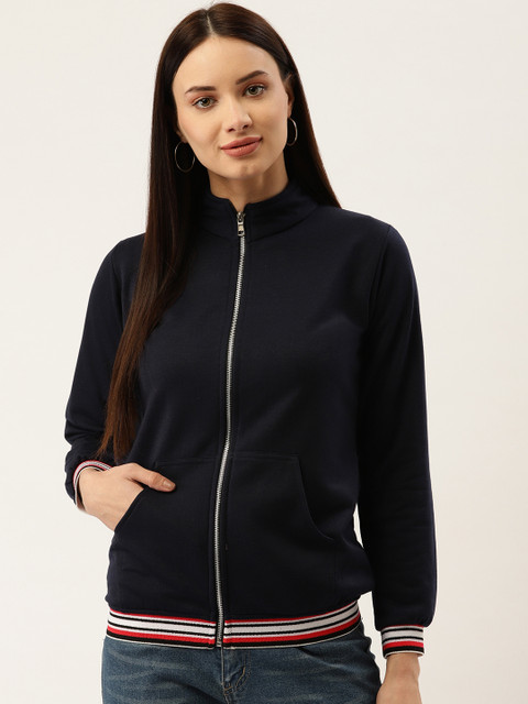 

Darzi Women Navy Blue Solid Sweatshirt