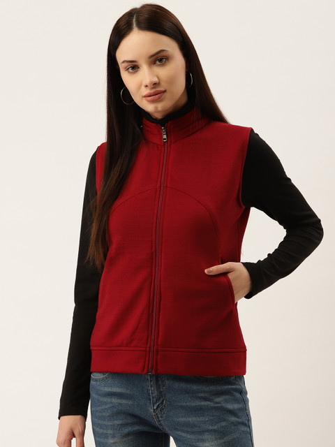 

Darzi Women Maroon Solid Sweatshirt