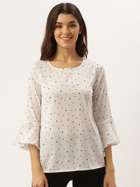 

Darzi Women Off-White & Black Printed Top