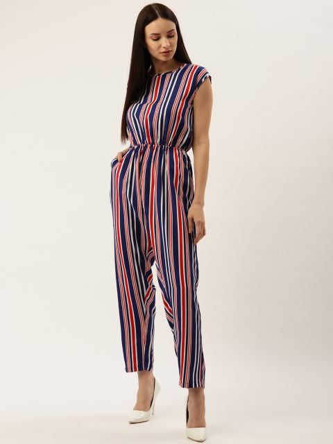 

Darzi Women Navy Blue & Red Striped Basic Jumpsuit