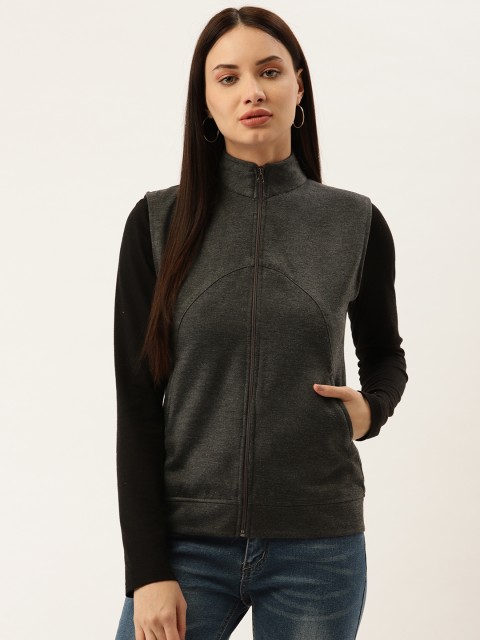 

Darzi Women Charcoal Grey Solid Tailored Jacket