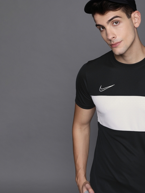 

Nike Men Black Colourblocked Round Neck Dri-Fit Football T-shirt