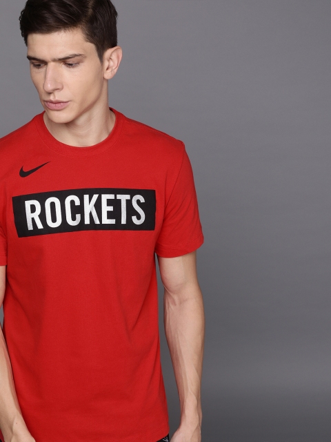 

Nike Men Red dri-Fit Technology Printed Round Neck Basketball T-shirt