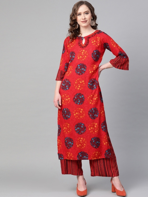 

Sbo Fashion Women Red & Black Printed Kurta with Palazzos
