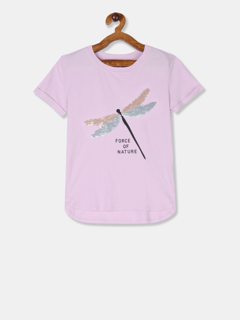 

GAP Girls Lavender Flippy Dragonfly Sequin Round Neck T-shirt