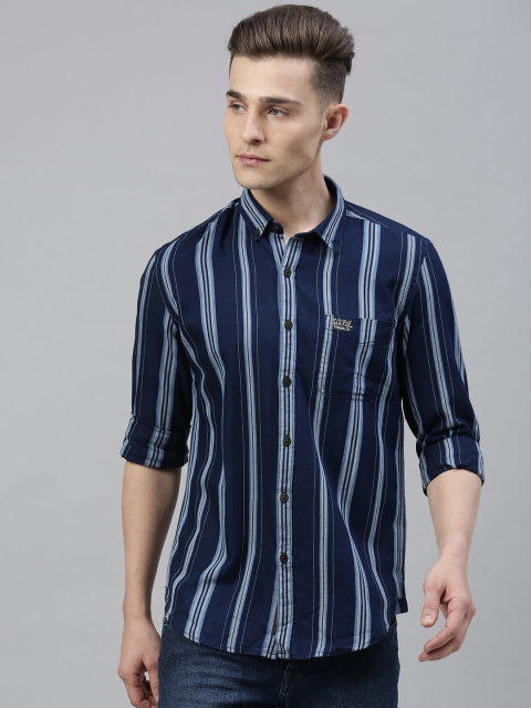 

U.S. Polo Assn. Denim Co. Men Blue Slim Fit Striped Casual Shirt
