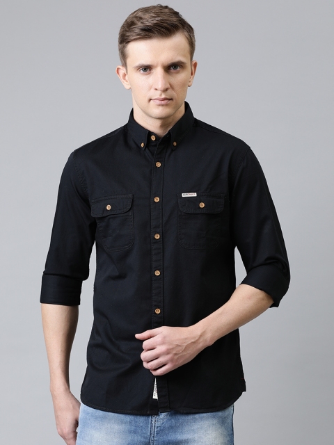 

U.S. Polo Assn. Denim Co. Men Black Slim Fit Solid Casual Shirt