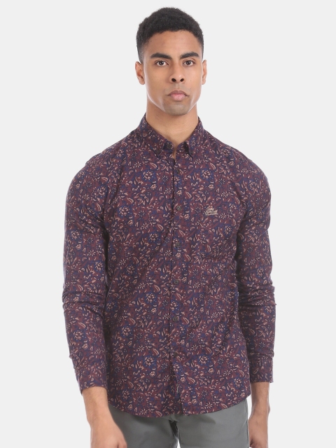 

U.S. Polo Assn. Denim Co. Men Maroon & Navy Blue Slim Fit Printed Casual Shirt