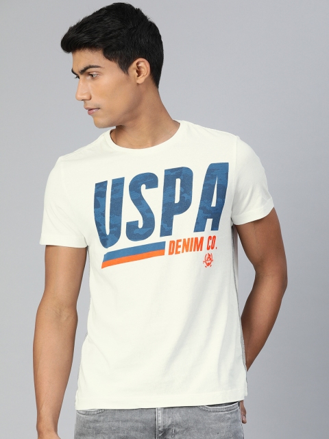 

U.S. Polo Assn. Denim Co. Men Off-White Printed Round Neck T-shirt