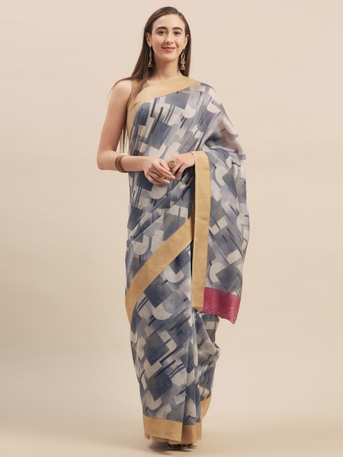 

Stylee LIFESTYLE Grey Printed Cotton Blend Saree