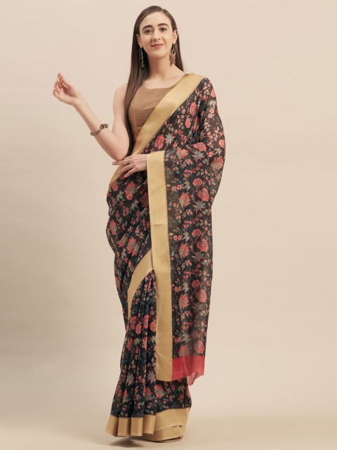 

Stylee LIFESTYLE Black & Red Cotton Blend Printed Saree