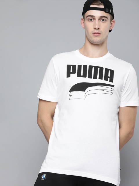 

Puma Men White Regular Fit Printed Round Neck Pure Cotton T-shirt