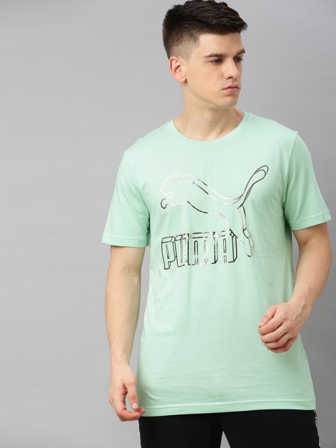 

Puma Men Sea Green Printed Round Neck Classics Logo Pure Cotton T-shirt