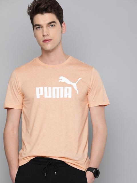 

Puma Men Pink Printed Essentials+ Heather Round Neck T-shirt